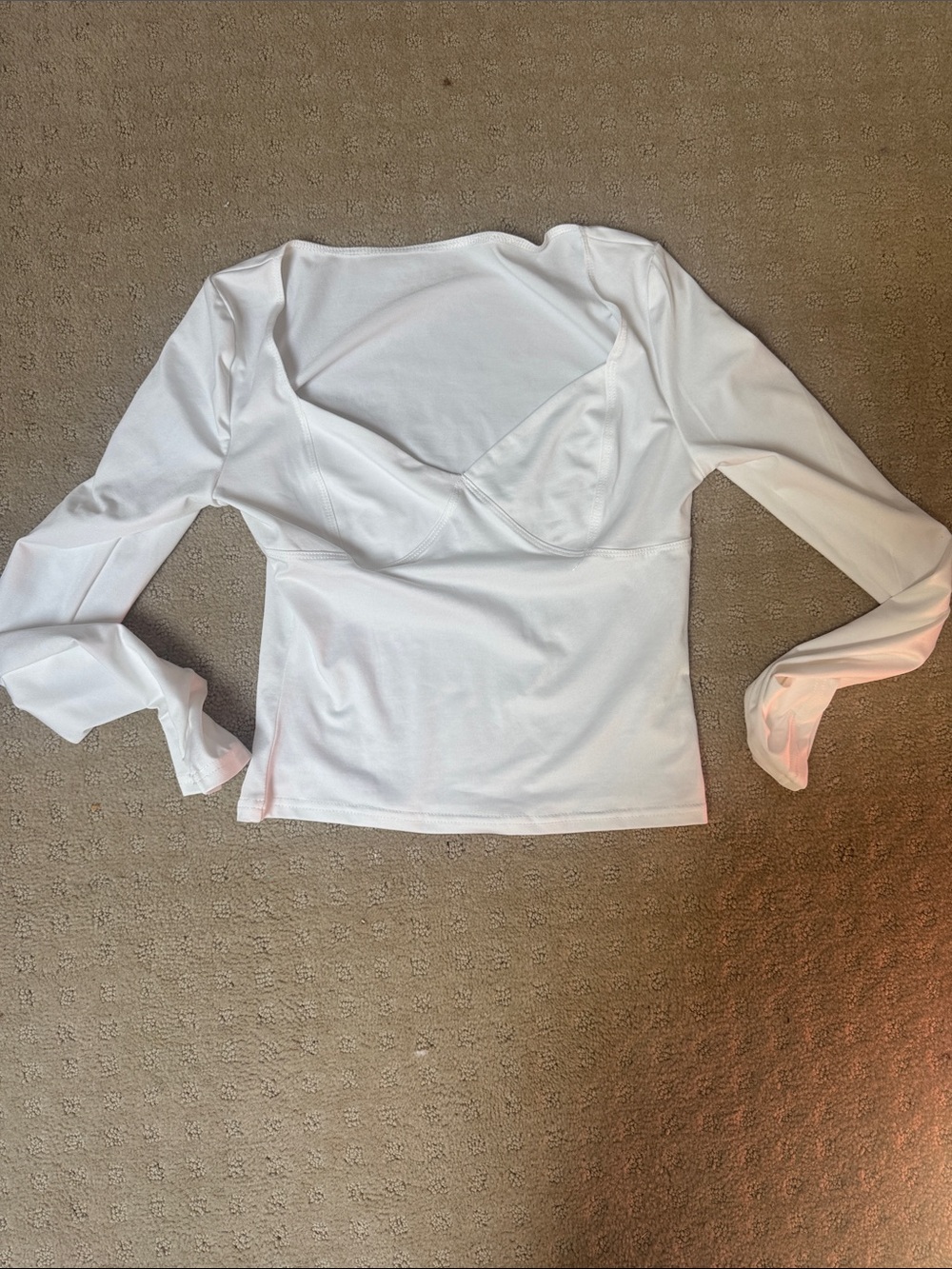 SHEIN White Long-Sleeve V-Neck Crop Top